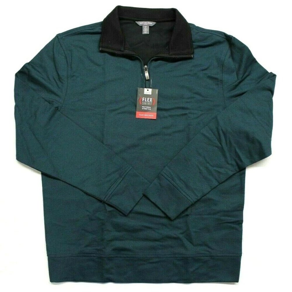 Van Heusen Twill Quarter-Zip Moroccan Blue - 2XL